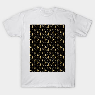 Gold and Black Christmas Pattern T-Shirt